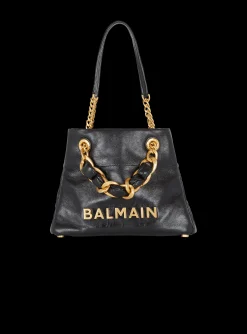 Women Balmain 1945 Soft Crinkled Leather Tote Bag