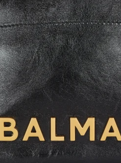 Women Balmain 1945 Soft Crinkled Leather Tote Bag