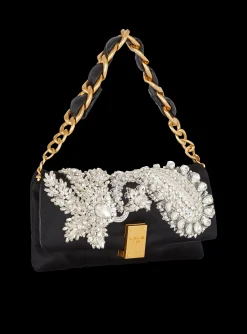 Women Balmain 1945 Soft Embroidered Satin Clutch