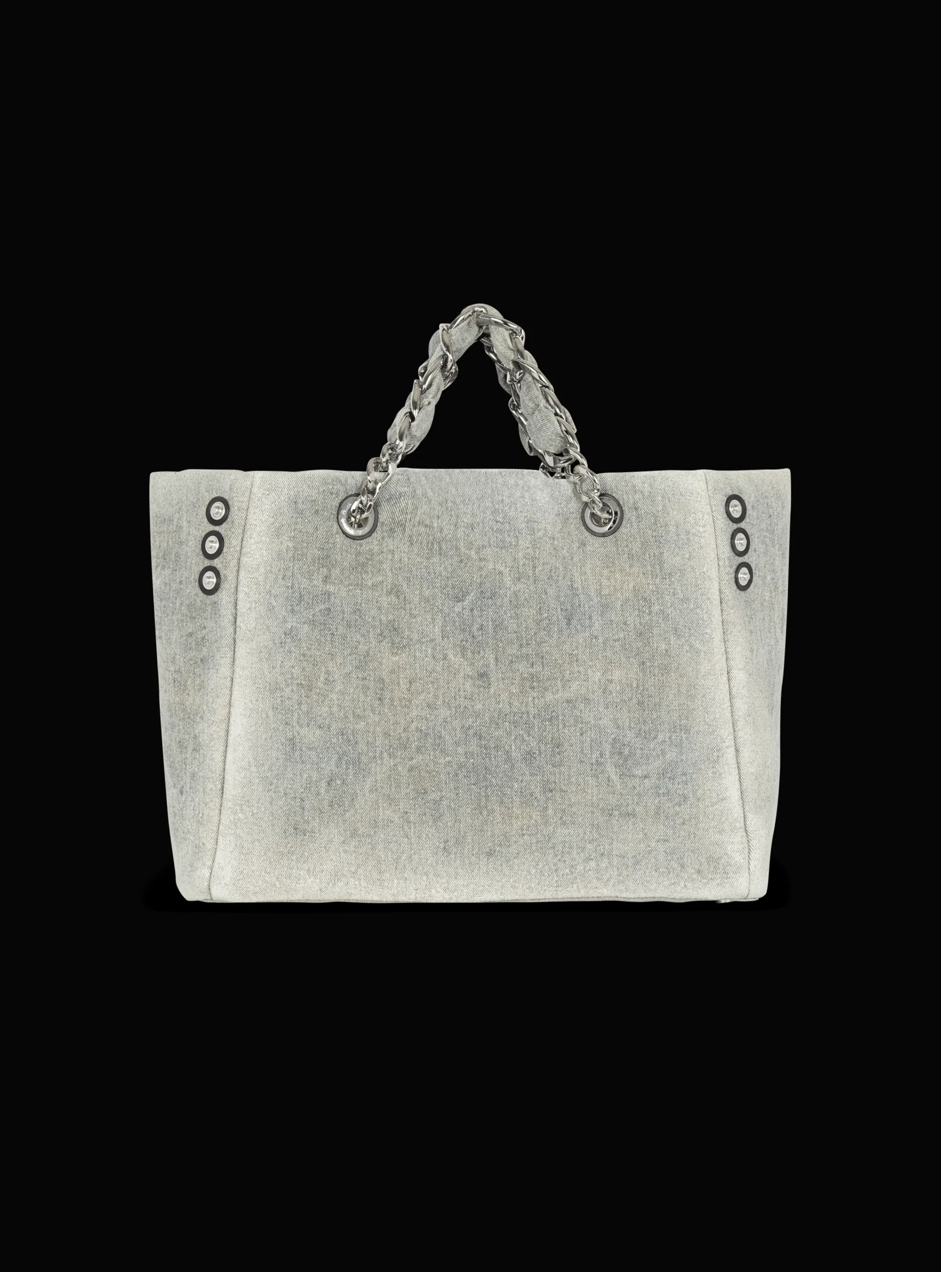 Women Balmain 1945 Soft Faded Denim Tote Bag
