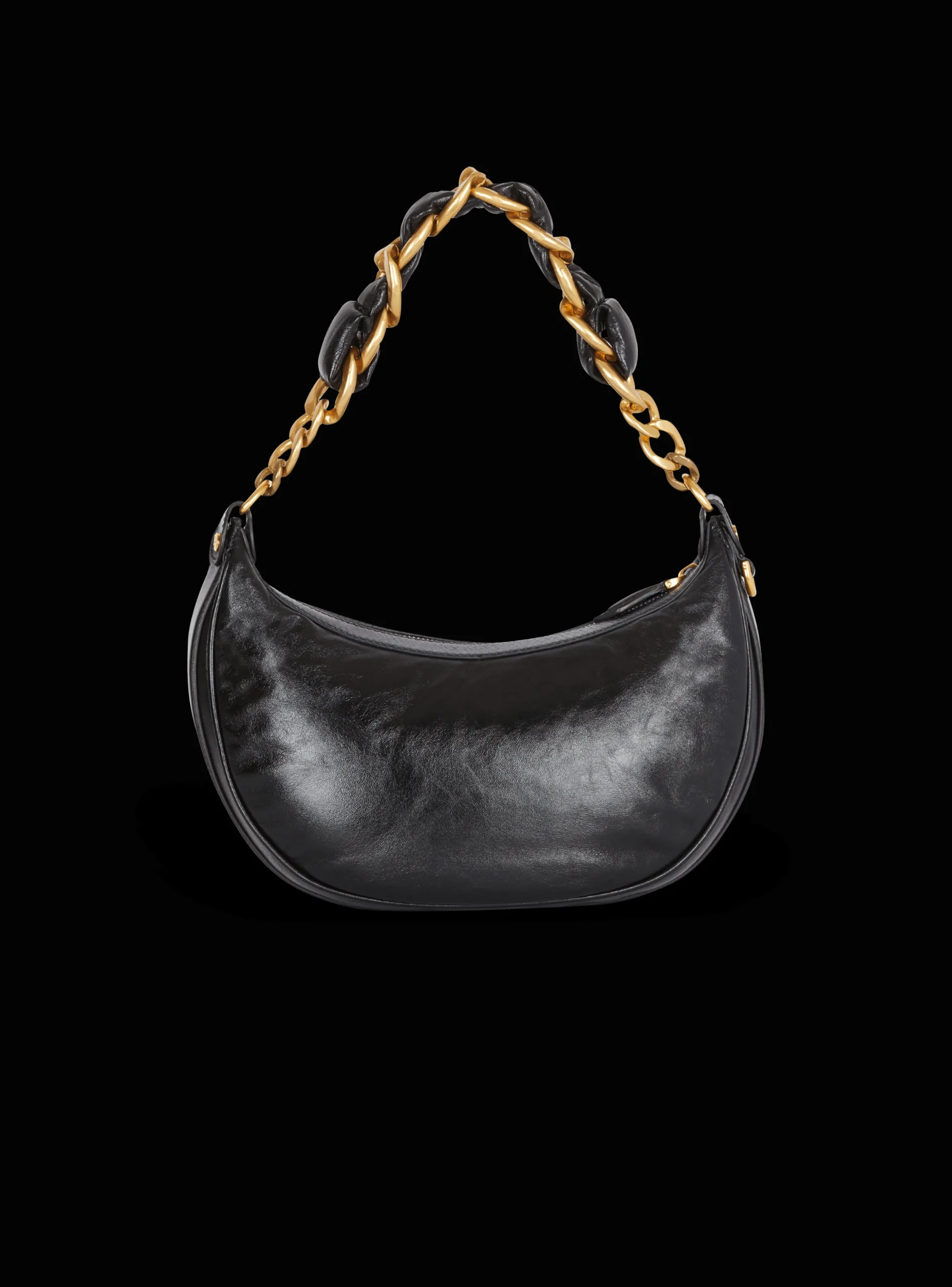 Women Balmain 1945 Soft Hobo Bag In Crinkled Leather