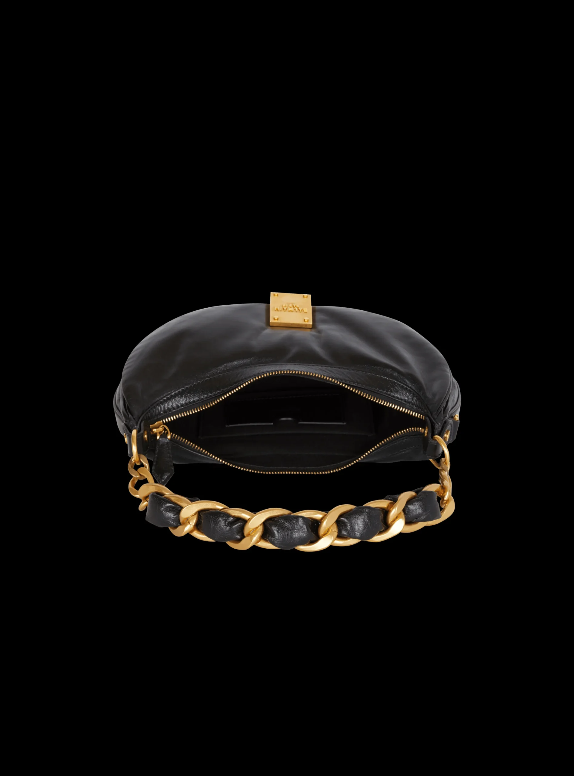 Women Balmain 1945 Soft Hobo Bag In Crinkled Leather