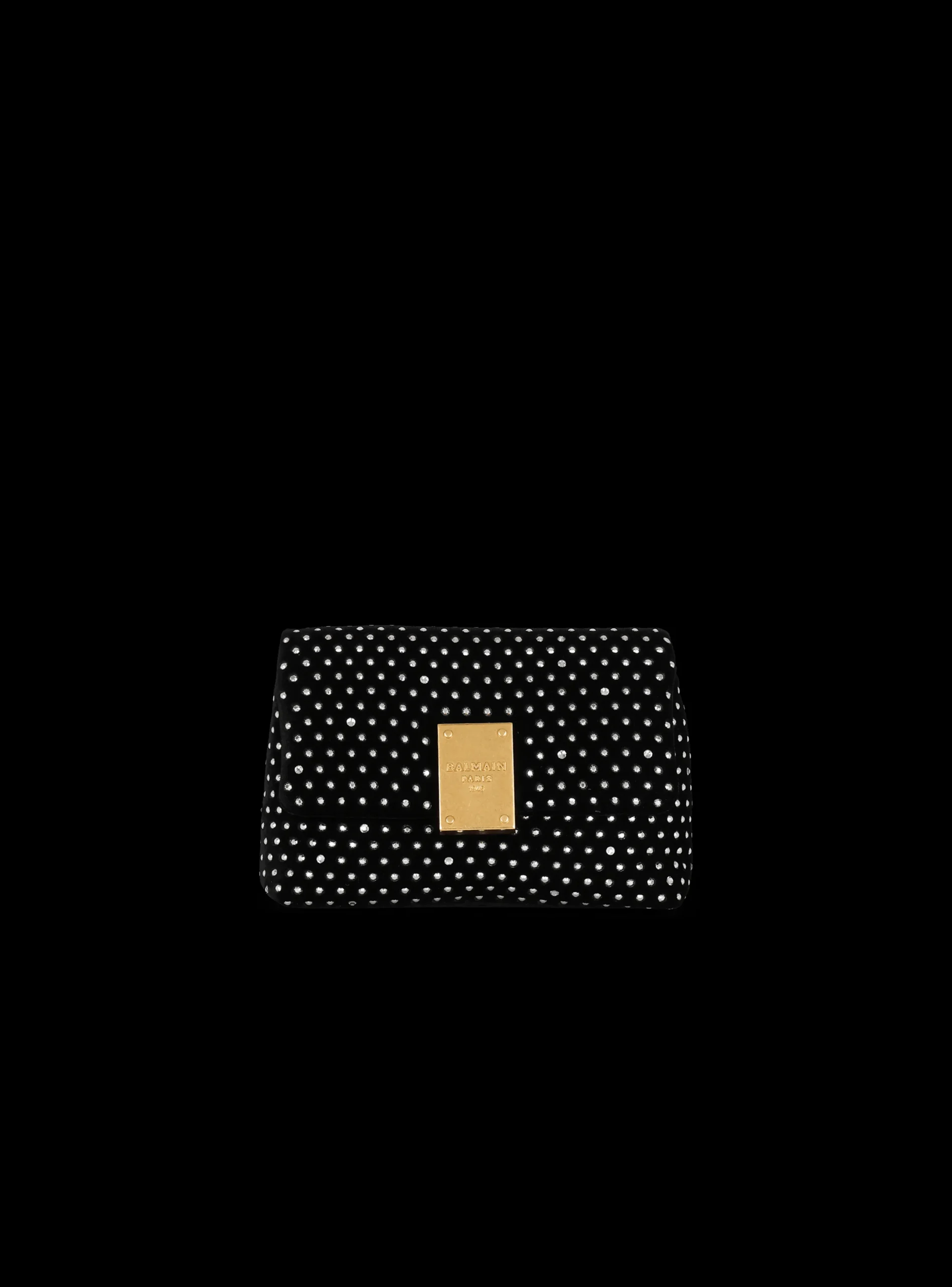 Women Balmain 1945 Soft Mini Velvet And Crystal Bag