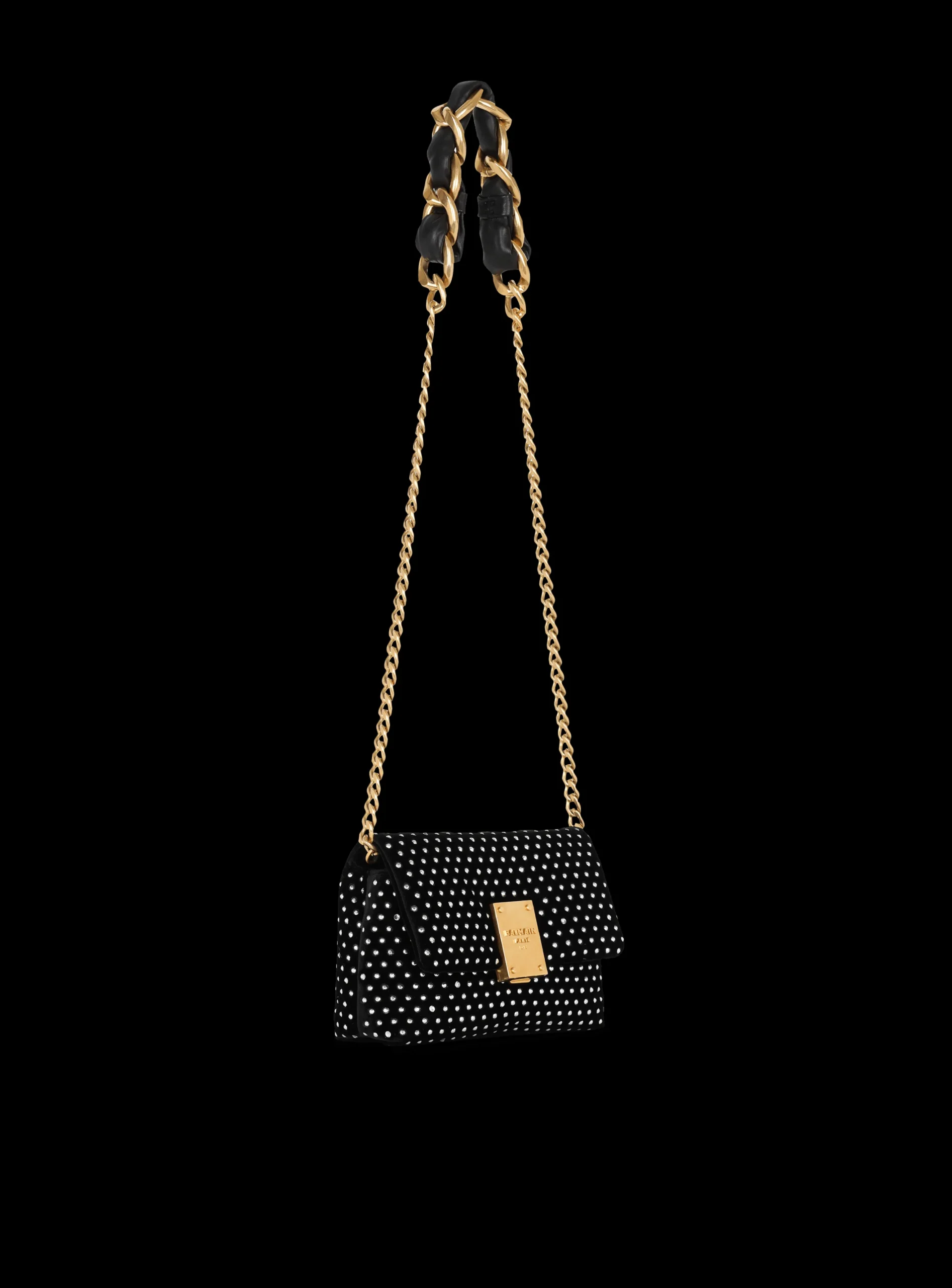 Women Balmain 1945 Soft Mini Velvet And Crystal Bag