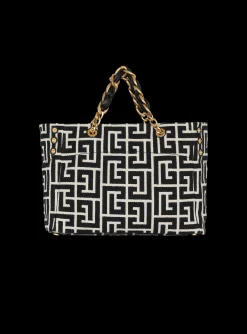 Women Balmain 1945 Soft Monogrammed Jacquard Tote Bag