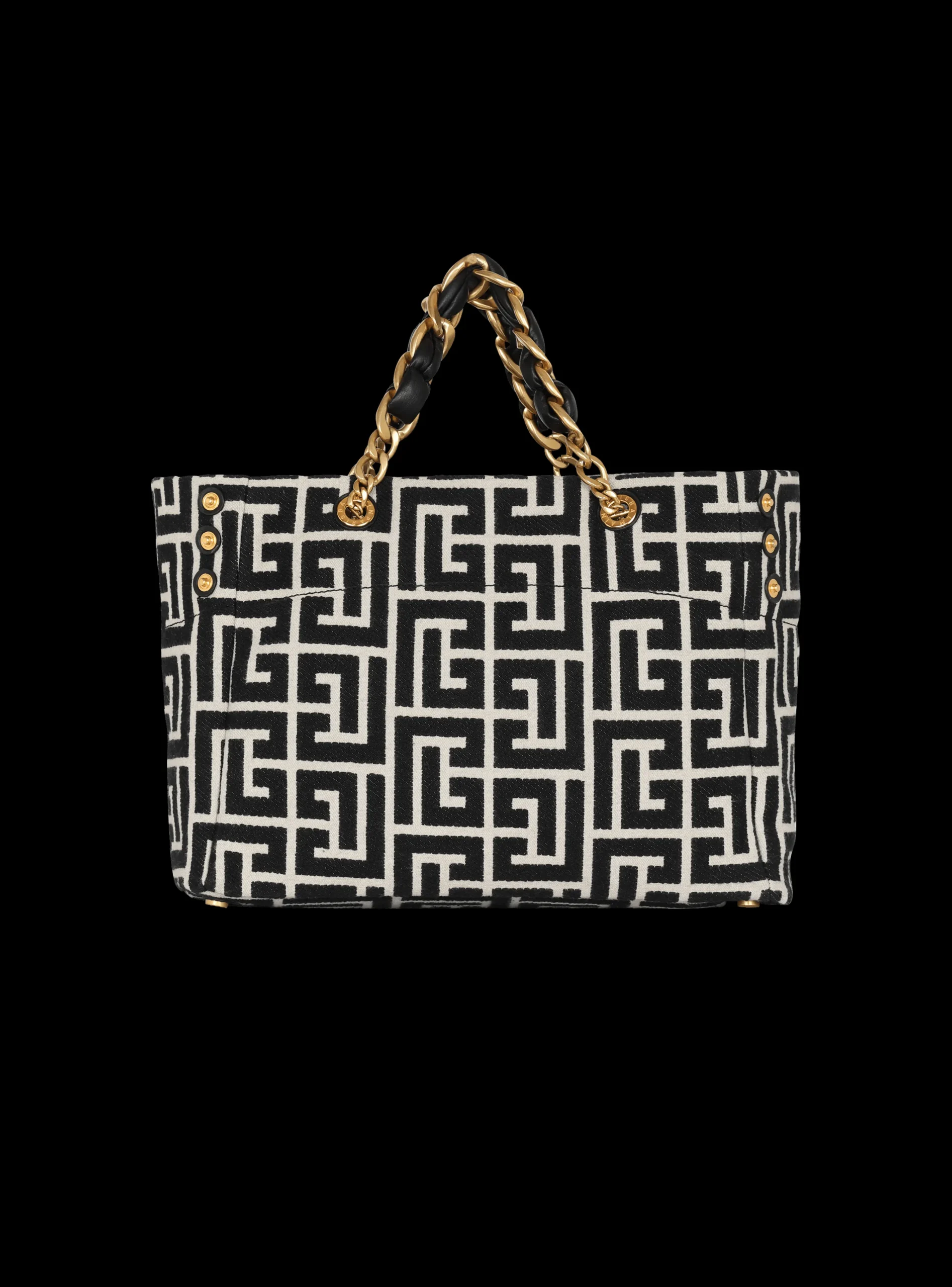 Women Balmain 1945 Soft Monogrammed Jacquard Tote Bag