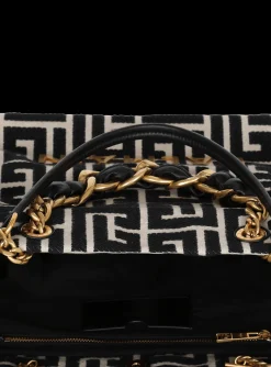 Women Balmain 1945 Soft Monogrammed Jacquard Tote Bag