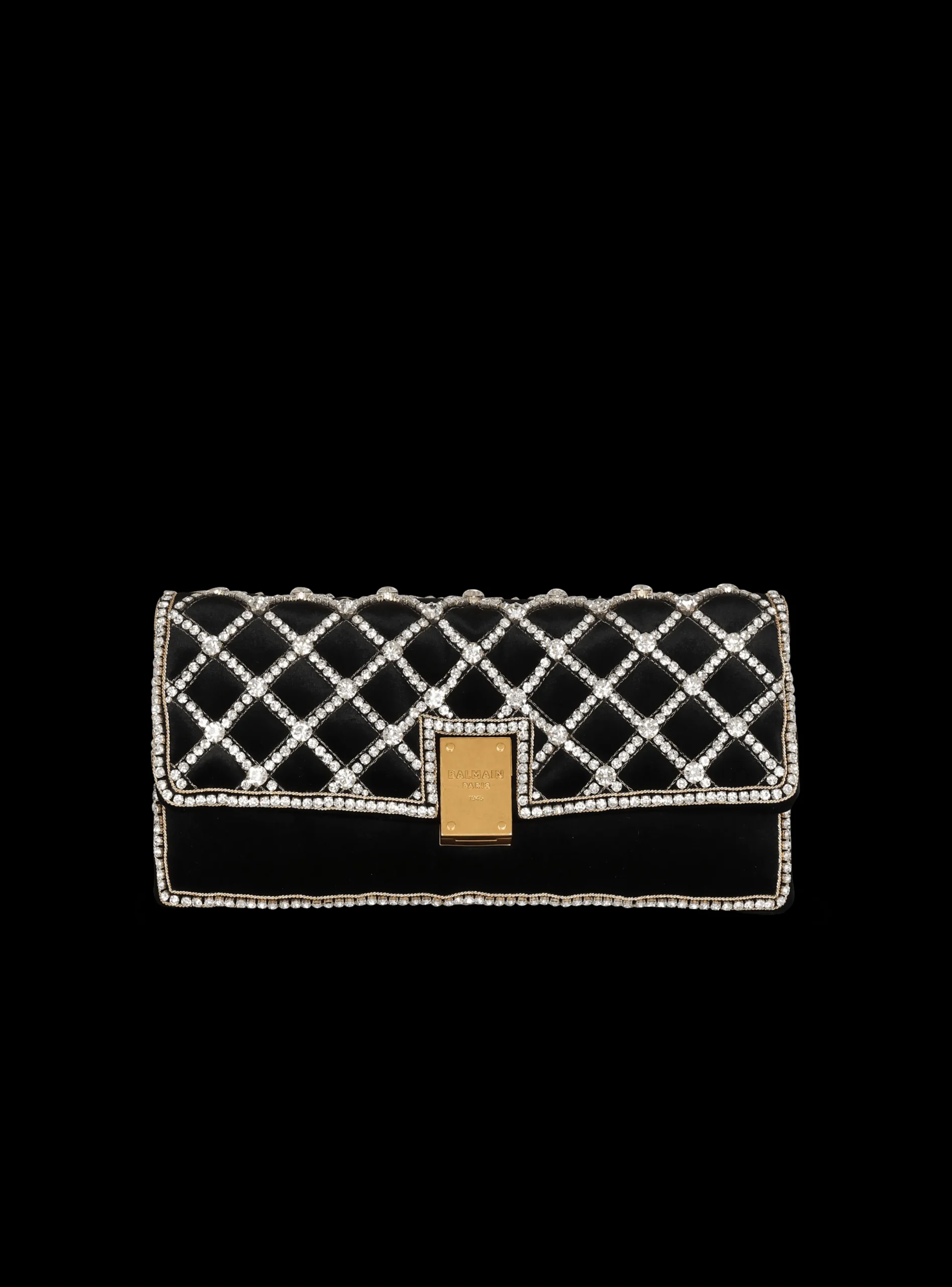 Women Balmain 1945 Soft Velvet And Pearl Clutch