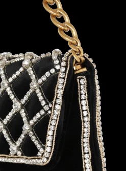 Women Balmain 1945 Soft Velvet And Pearl Clutch