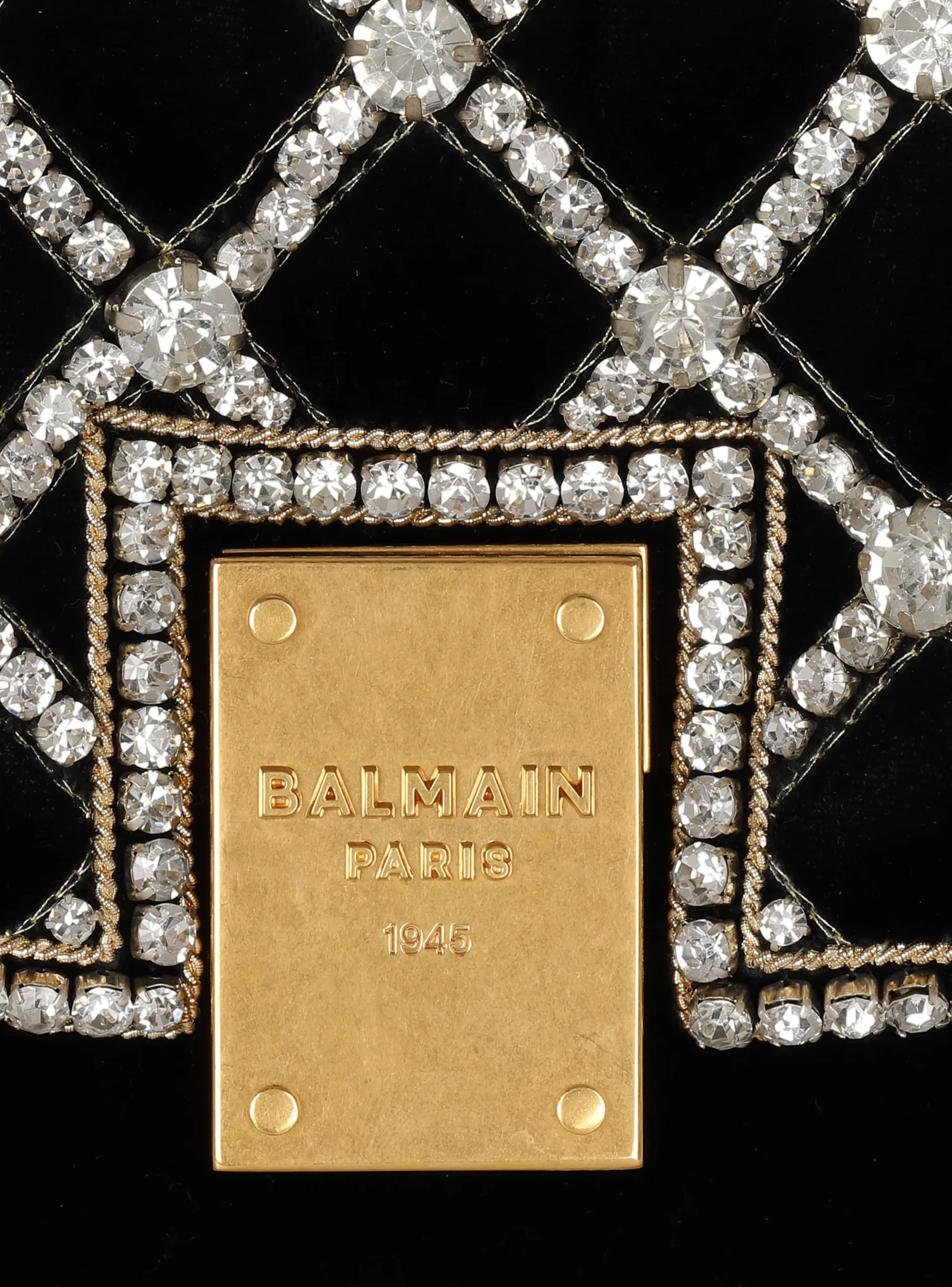 Women Balmain 1945 Soft Velvet And Pearl Clutch