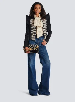 Women Balmain 1945 Soft Velvet And Pearl Clutch