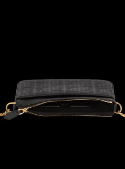 Women Balmain 1945 Soft Zipped Mini Bag In Embossed Grained Calfskin With A PB Labyrinth Monogram