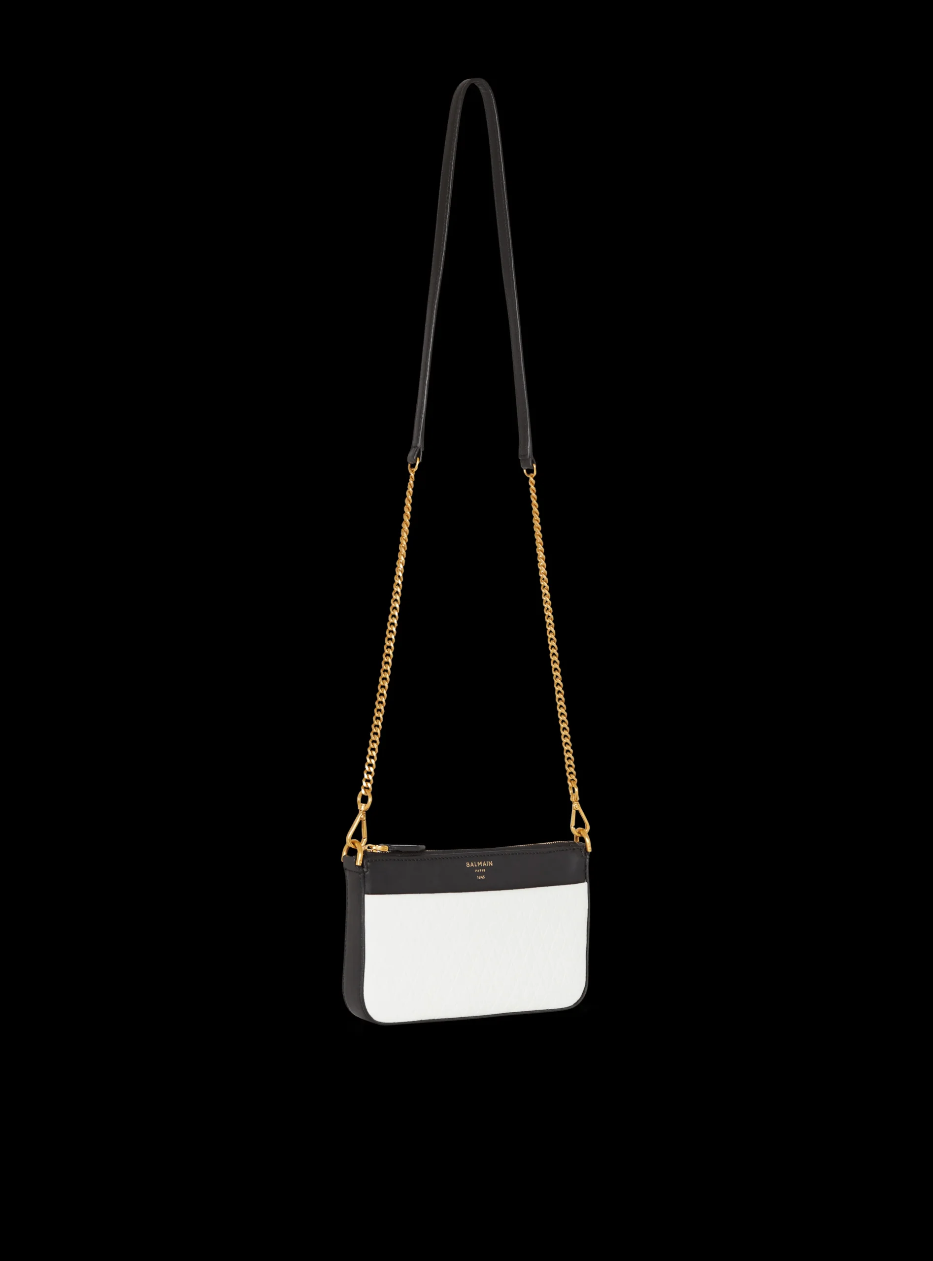Women Balmain 1945 Soft Zipped Mini Bag In Embossed Leather