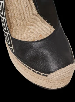 Women Balmain Alex Monogram Jacquard And Leather Espadrilles
