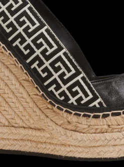 Women Balmain Alex Monogram Jacquard And Leather Espadrilles