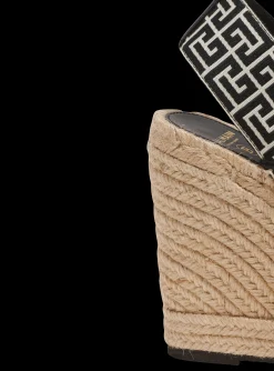 Women Balmain Alex Monogram Jacquard And Leather Espadrilles