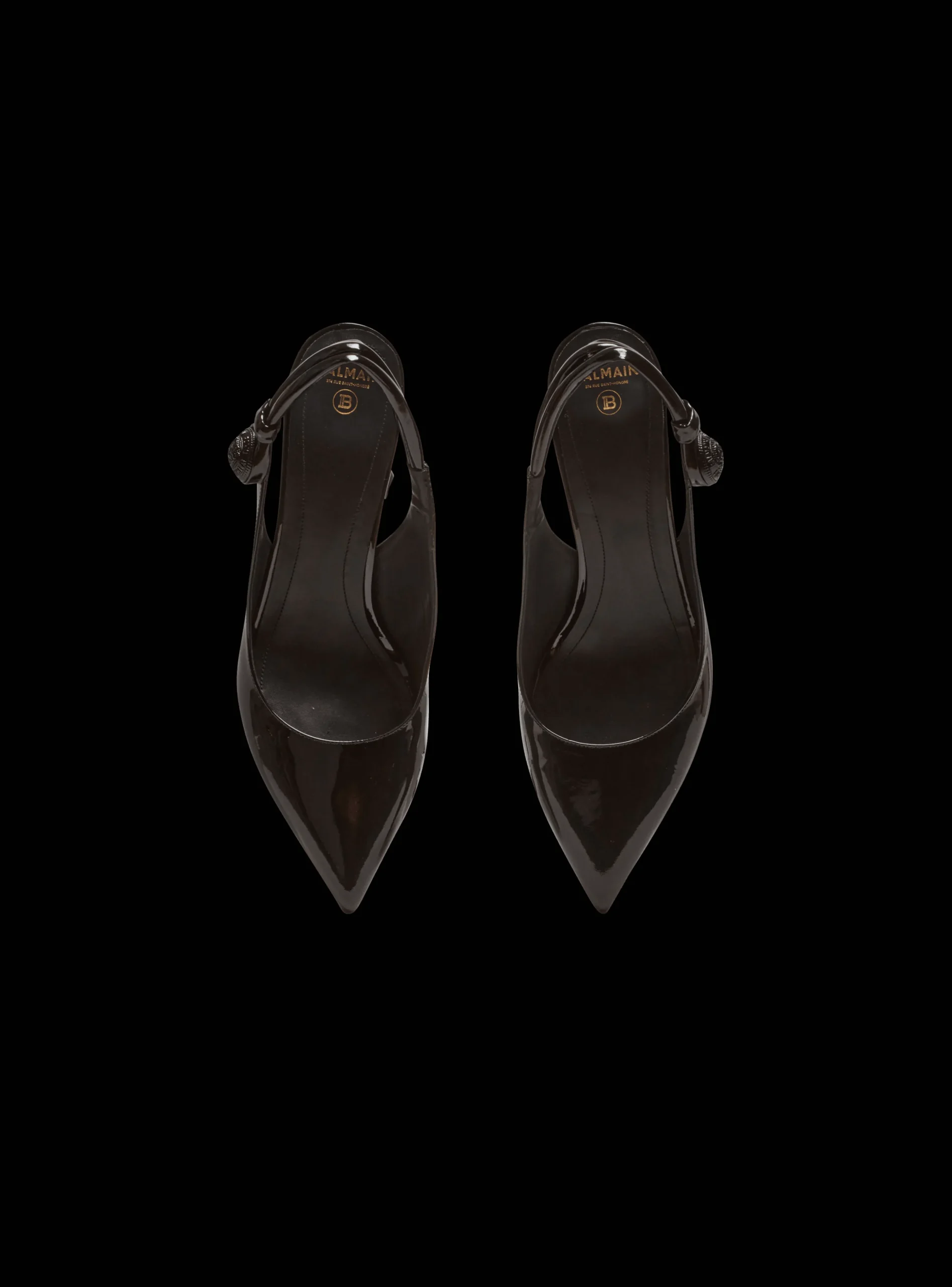 Women Balmain Alma Patent Leather Slingbacks