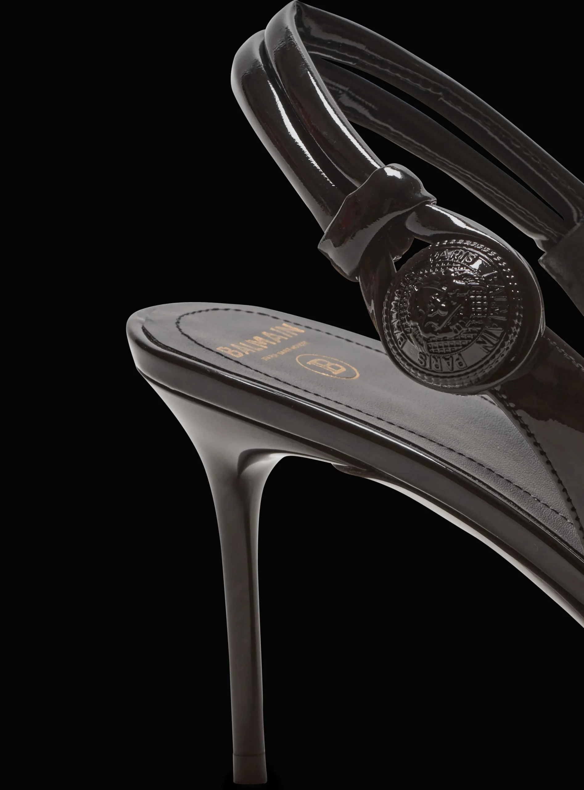 Women Balmain Alma Patent Leather Slingbacks