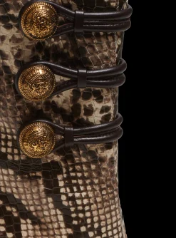 Women Balmain Alma Snakeskin-effect Leather Ankle Boots