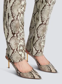 Women Balmain Alma Snakeskin-effect Leather Slingbacks