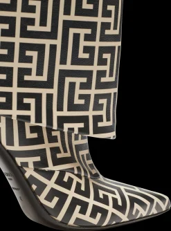Women Balmain Ariel Monogrammed Leather Boots