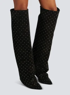 Women Balmain Ariel Suede And Crystal Boots