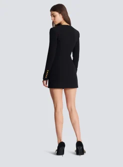Women Balmain Asymmetric Crepe Buttoned Dress