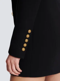 Women Balmain Asymmetric Crepe Buttoned Dress