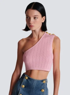 Women Balmain Asymmetric Knit Top With Buttons