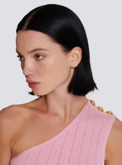 Women Balmain Asymmetric Knit Top With Buttons