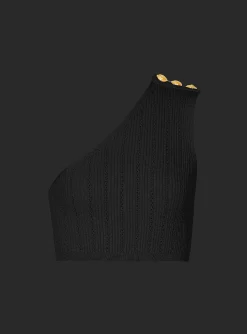 Women Balmain Asymmetric Knit Top With Buttons