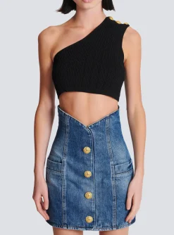 Women Balmain Asymmetric Knit Top With Buttons