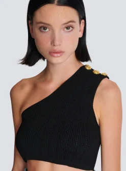 Women Balmain Asymmetric Knit Top With Buttons