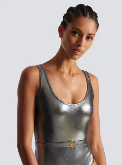 Women Balmain B Metallic Swimsuit