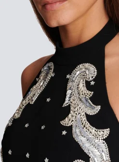 Women Balmain Backless Baroque Embroidered Top