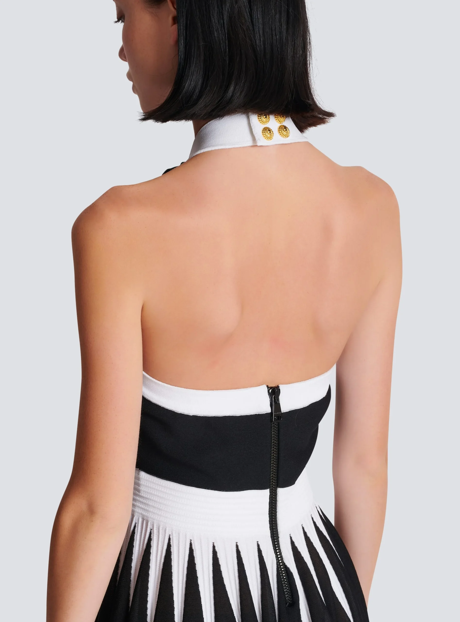 Women Balmain Backless Knit Dress With Rose Detail