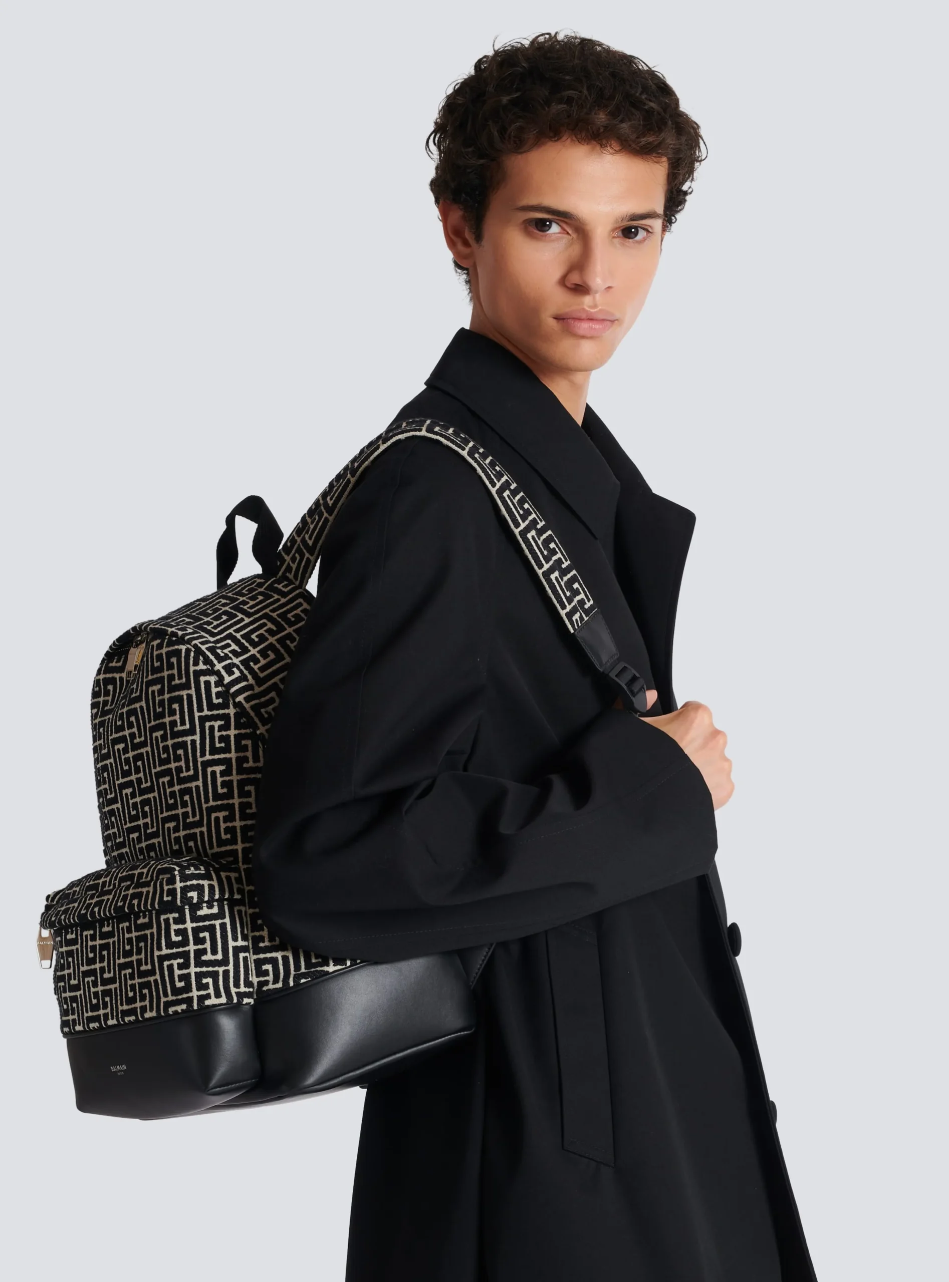 Balmain Backpack With Jacquard Monogram