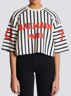 Women Balmain Baseball Cropped T-Shirt