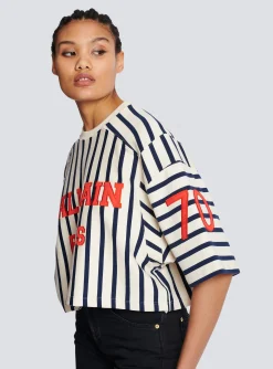 Women Balmain Baseball Cropped T-Shirt