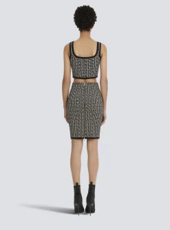 Women Balmain Bicolor Jacquard Knit Skirt