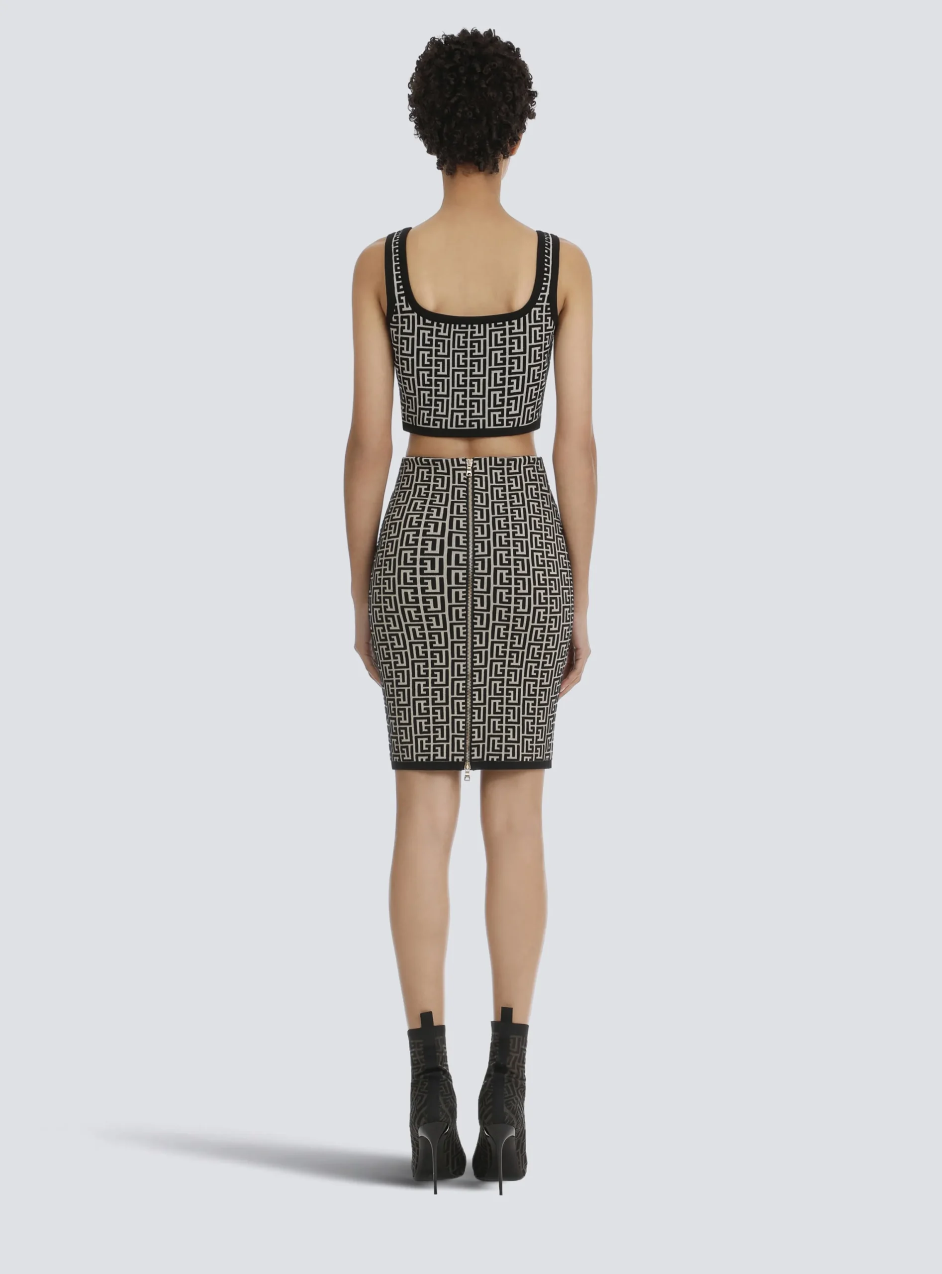 Women Balmain Bicolor Jacquard Knit Skirt