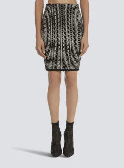 Women Balmain Bicolor Jacquard Knit Skirt