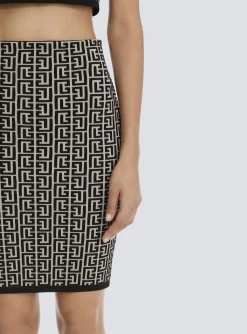 Women Balmain Bicolor Jacquard Knit Skirt