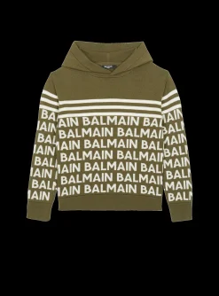 Kids/BOY Balmain Fine Knit Hooded Sweatshirt