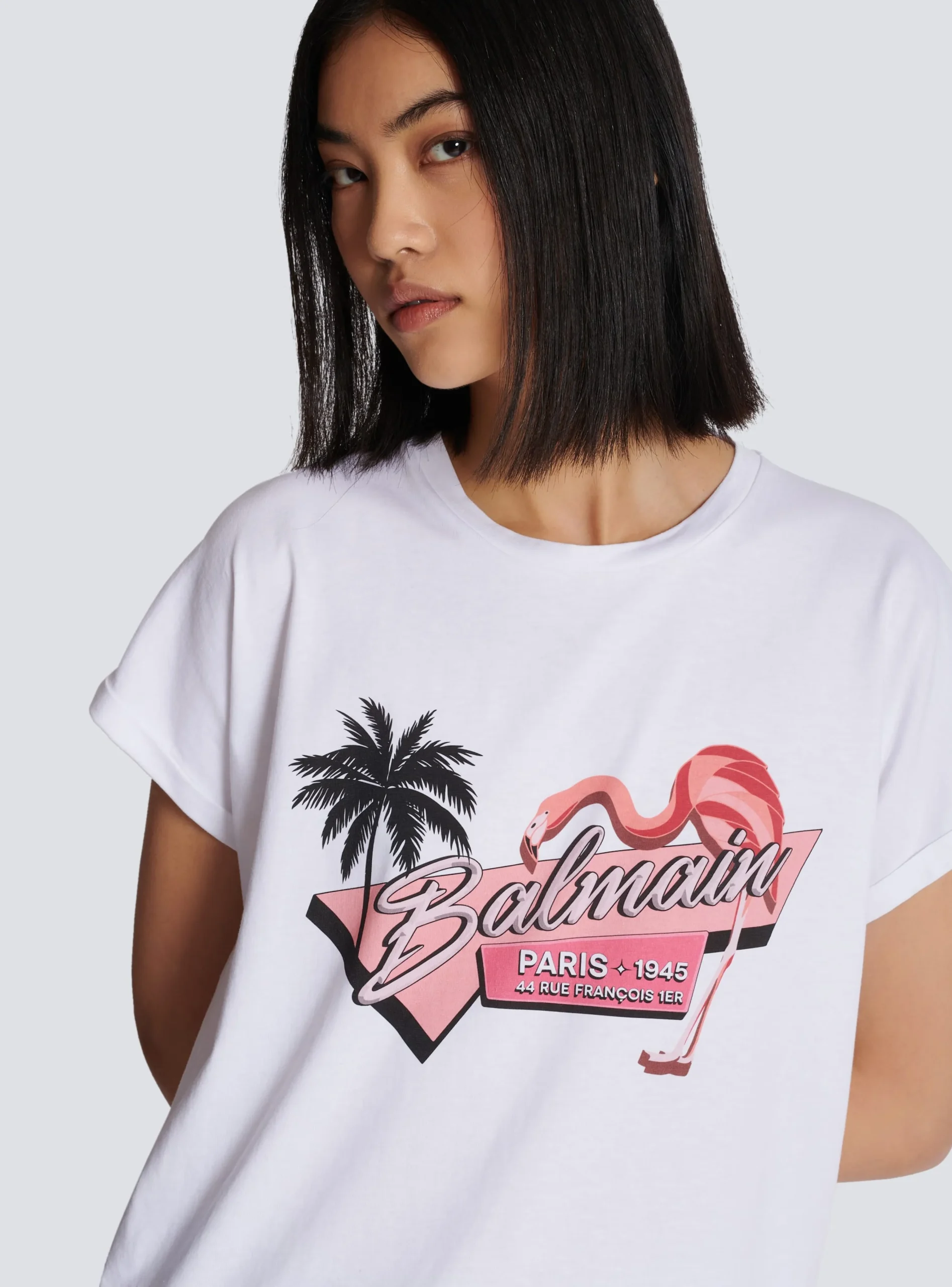 Women Balmain Flamingo T-shirt