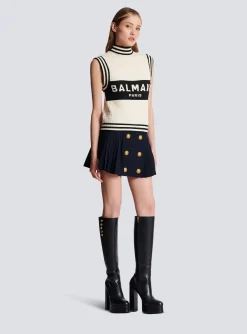 Women Balmain Monogrammed Bouclette Knit Top