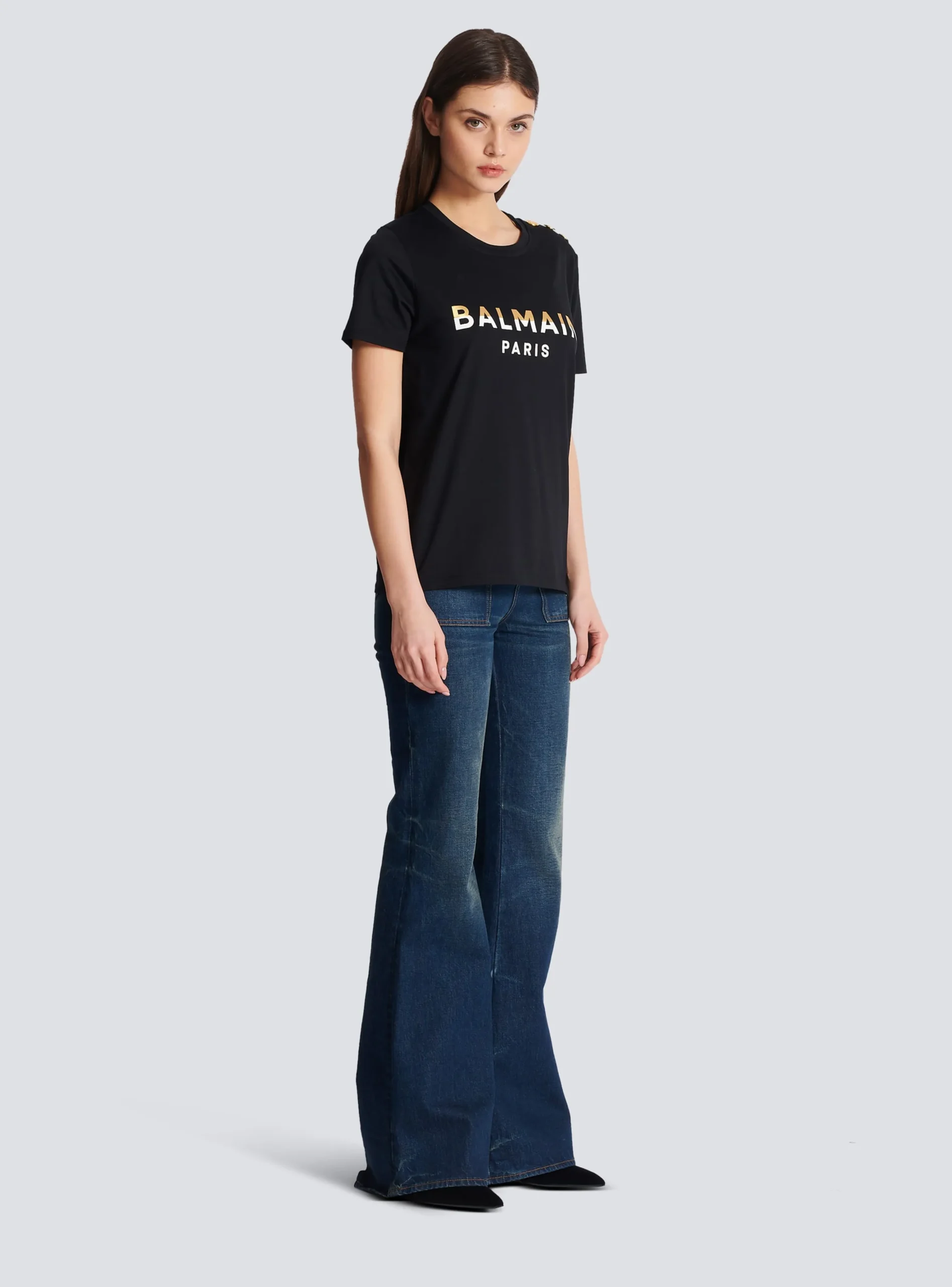 Women Balmain Paris T-shirt With Buttons