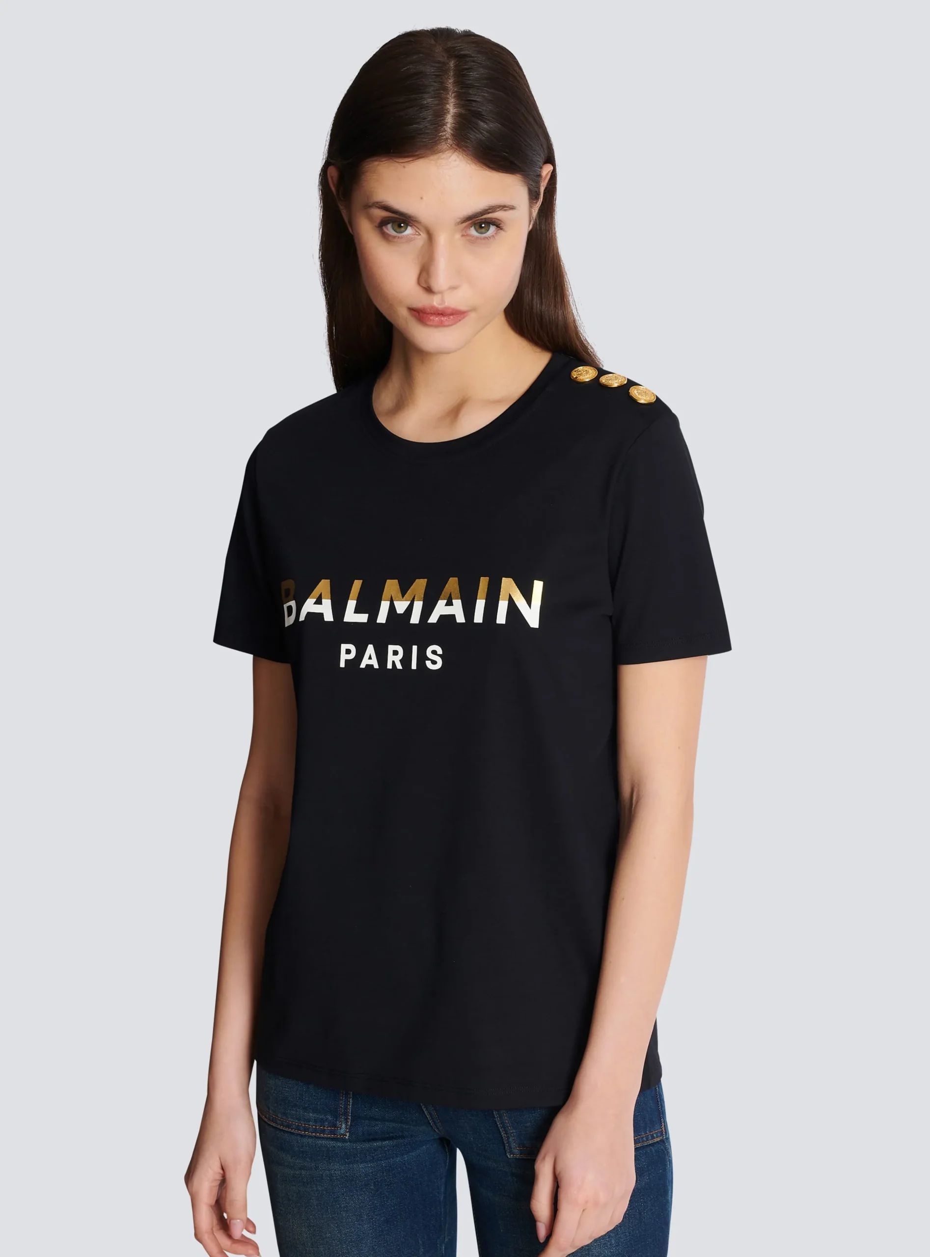 Women Balmain Paris T-shirt With Buttons