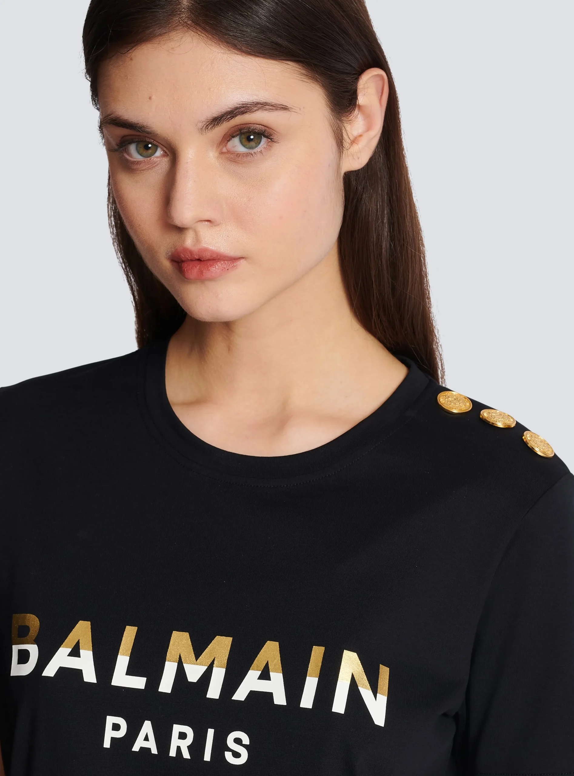 Women Balmain Paris T-shirt With Buttons