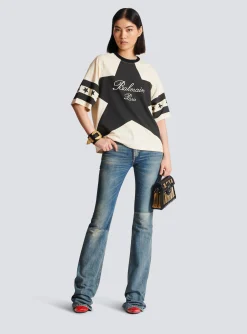 Women Balmain Signature Stars T-shirt